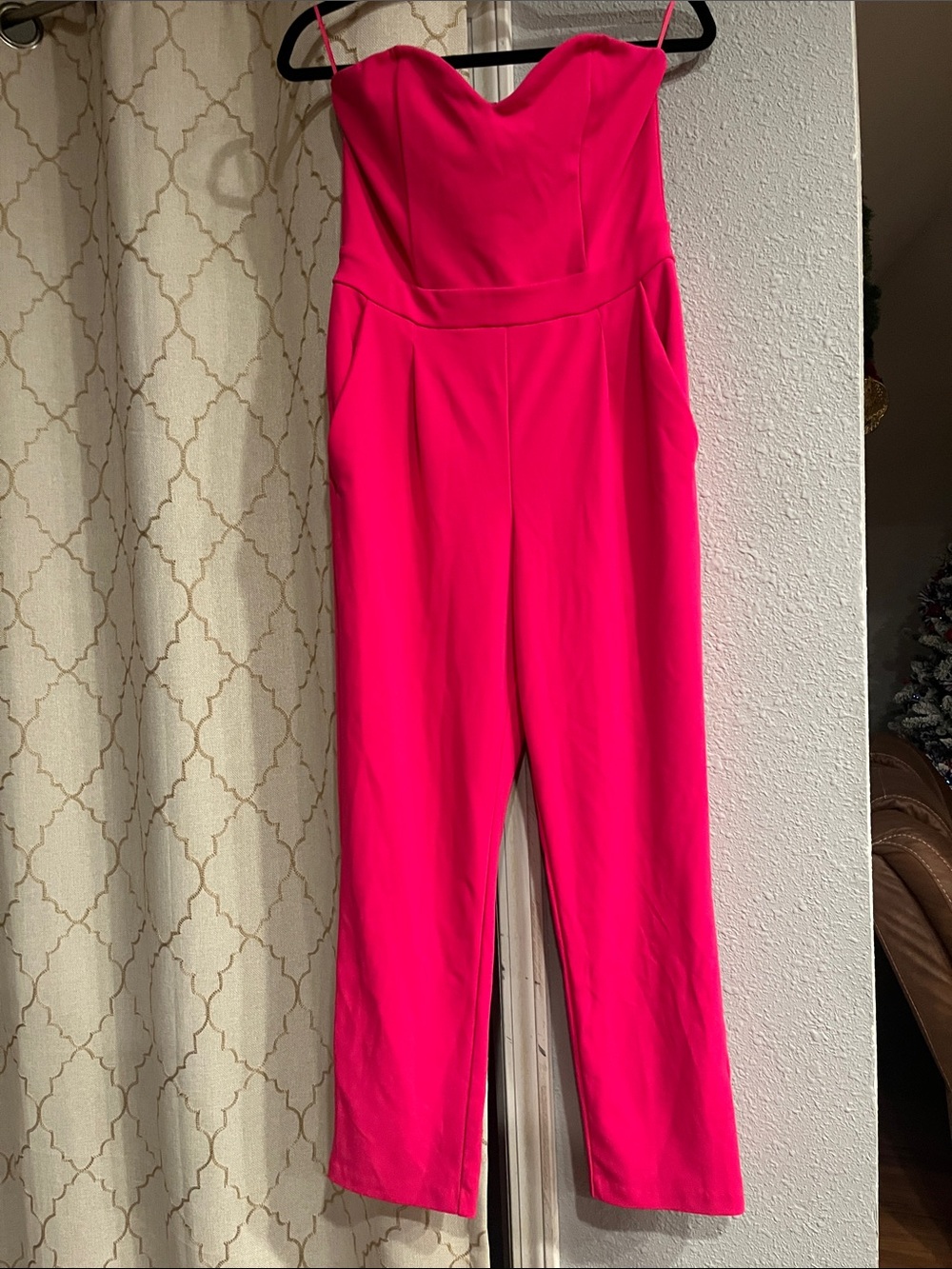 Express Strapless Hot Pink Jumpsuit